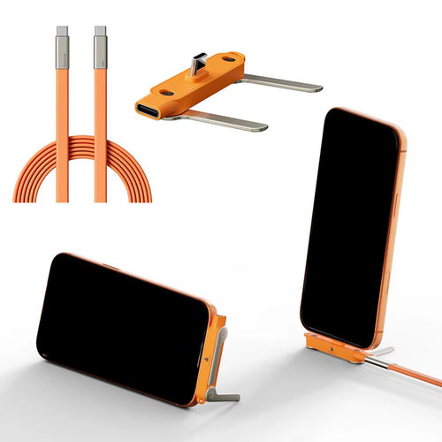 240W Type-C Cable Data Transfer Fast Charging 360 Degree Rotation Phone Holder PD Type C Cable for Iphone 15-17 Samsung Xiaomi